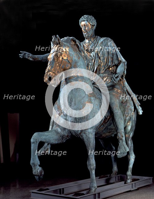 Bronze equestrian statue from the 2nd century of Marcus Aurelius (121-180), Roman Emperor..