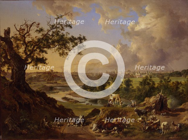 View of Moscow from the Sparrow Hills, 1837. Artist: Rauch, Johann Nepomuk (1804-1847)