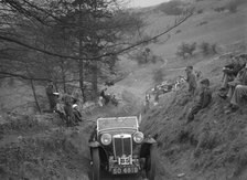MG Magna of MWB Fraser competing in the MG Car Club Abingdon Trial/Rally, 1939. Artist: Bill Brunell.