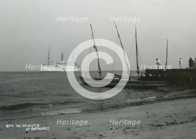 Steamship 'Atlantis' off Bathurst, Gambia, 20th century. Artist: Unknown