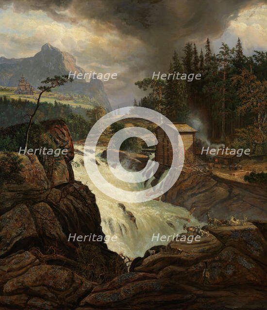 The upper Falls of the Labrofoss, 1855-1856. Creator: Johan Christian Dahl.