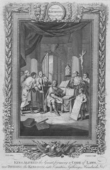 'King Alfred the Great, forming a Code of Laws, and Dividing the Kingdom into Counties', c1787. Artist: Unknown.