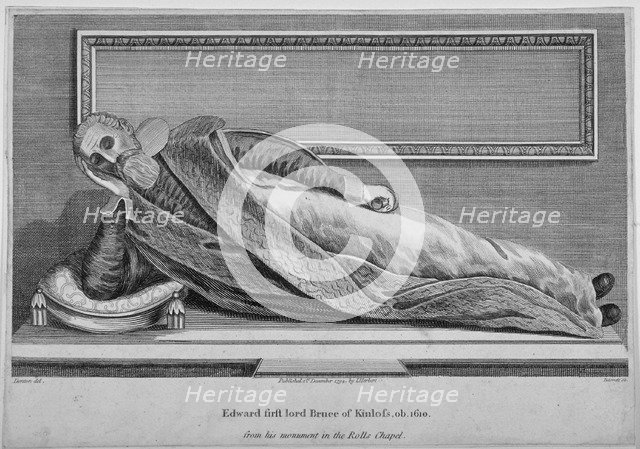 Monument to Sir Edward Bruce in Rolls Chapel, Chancery Lane, City of London, 1794. Artist: King