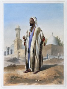 A fellah dressed in a haba, 1848. Artist: Charles Bour