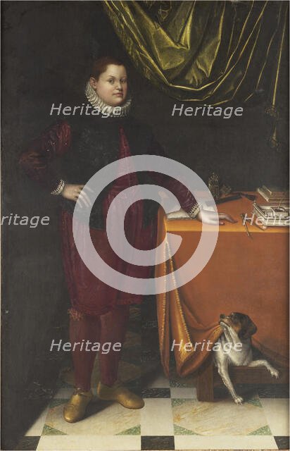 Portrait of a Youth with a Dog, Early 1590s. Creator: Fontana, Lavinia (1552-1614).