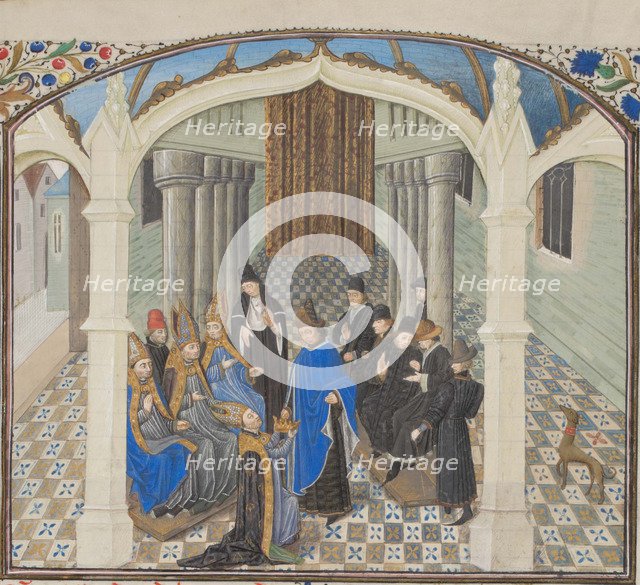 The coronation of Baldwin II on 1118. Miniature from the Historia by William of Tyre, 1460s. Artist: Anonymous  