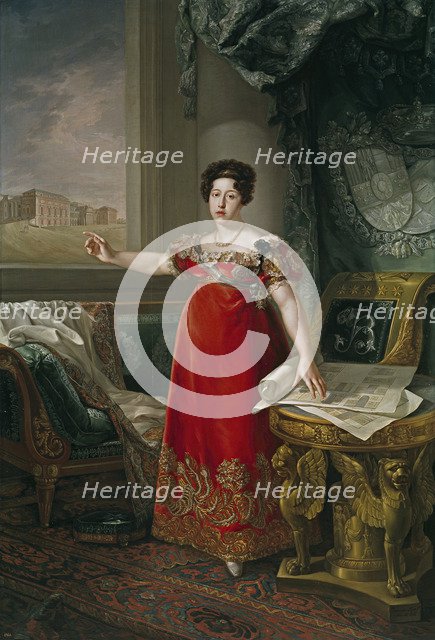 Maria Isabel of Portugal (1797-1818), in front of the Prado Museum, 1829.