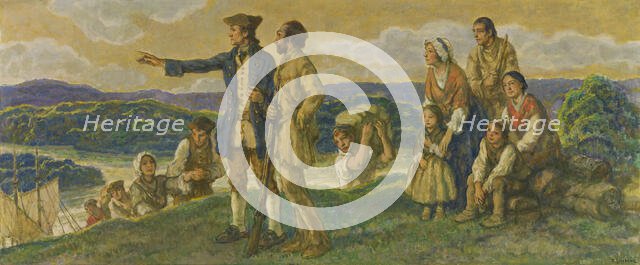 Arrival of Colonel John Donaldson (design for mural). Creator: F. Luis Mora.