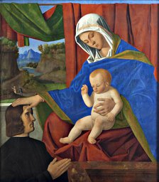 Virgin and child with a Donor, Late 15th cen.. Creator: Francesco di Simone da Santacroce (1470/75-1508).