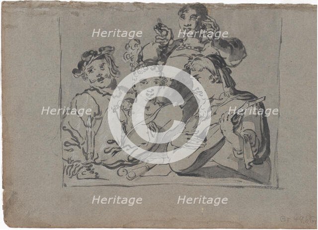 A Quartet of Singers, Lute players, and Bell Ringers Playing in a Tavern by Candlelight, 1620-1628. Creator: Leonard Bramer.