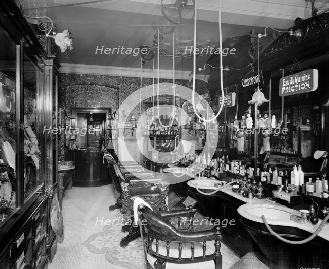 The gentlemen's hairdressing saloon in the Hotel Cecil in The Strand, London, 1911. Artist: Bedford Lemere and Company