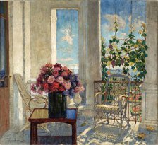 Flowers on the Terrace , 1917. Creator: Gorbatov, Konstantin Ivanovich (1876-1945).