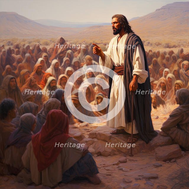 AI IMAGE - Illustration of Jesus preaching, 2023. Creator: Heritage Images.