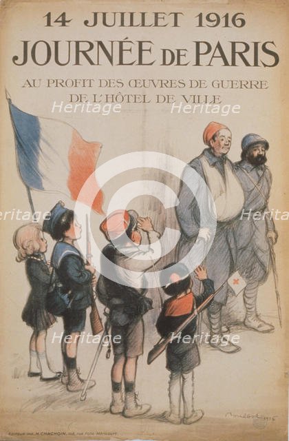 Journée de Paris. 14 Juillet 1916, 1916. Artist: Poulbot, Francisque (1879-1946)