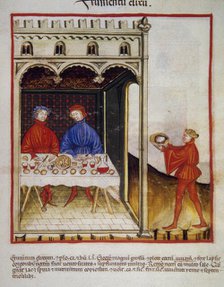 Tasting boilded wheat, 14th century. Creator: Unknown.