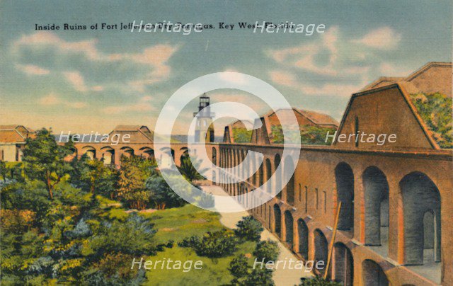 'Inside Ruins of Fort Jefferson Dry Tortugas, Key West, Florida', c1940s. Artist: Unknown.