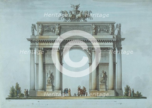 The Narva Triumphal Gate in St. Petersburg, 1814. Artist: Quarenghi, Giacomo Antonio Domenico (1744-1817)