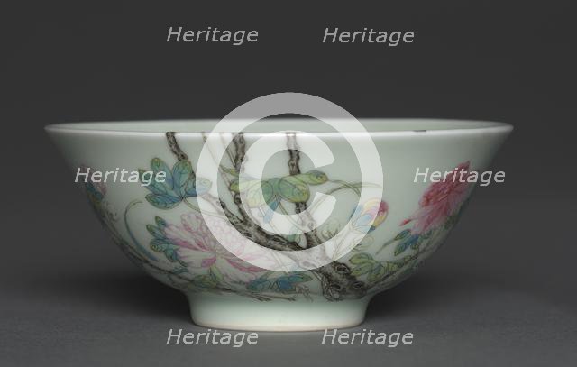 Bowl with Bamboo, Tree Peony, and Swallow, 1723-1735. Creator: Unknown.