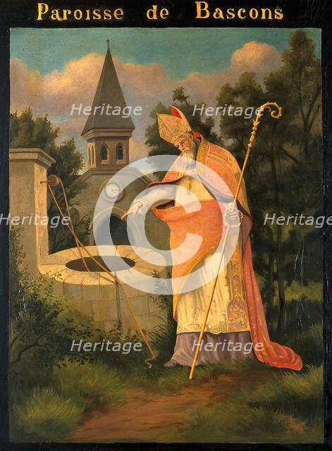 Saint Amand blessing the healing well of Bascons. Creator: Unknown.