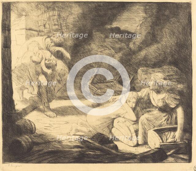 The Fire, 2nd plate (L'incendie). Creator: Alphonse Legros.