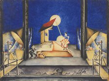 Stage design for the Opera Bastien und Bastienne by W. A. Mozart, 1925. Artist: Petrova-Troitskaya, Ekaterina (1900-1932)