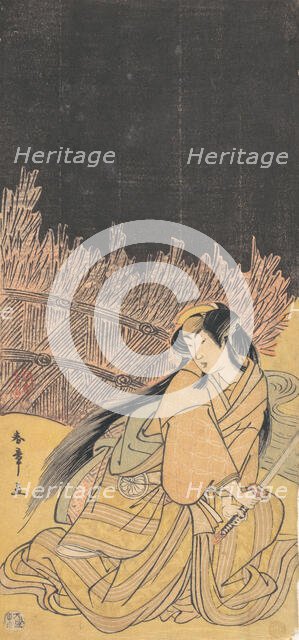 The Third Segawa Kikunojo as a Woman in a Crouching Position, 1778. Creator: Shunsho.
