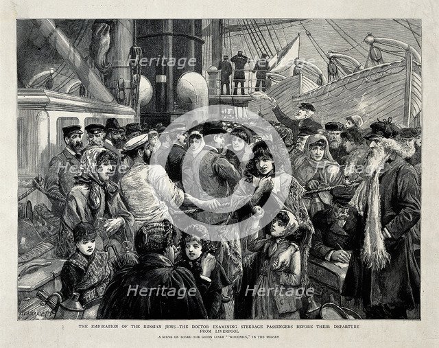 The Russian Jews examined by a doctor before the Emigration from Liverpool, 1891. Artist: Staniland, Charles Joseph (1838-1916)