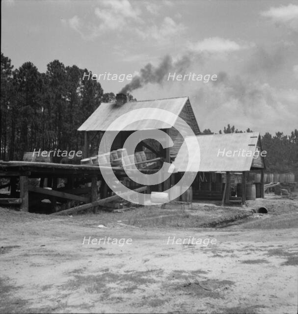 Turpentine still in the Piney Woods near Valdosta, Georgia, 1937. Creator: Dorothea Lange.