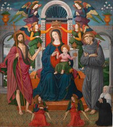 Pala Rigoli. Madonna and the Child enthroned between Saint John the Baptist, Saint Francis... Creator: Gozzoli, Benozzo (ca 1420-1497).