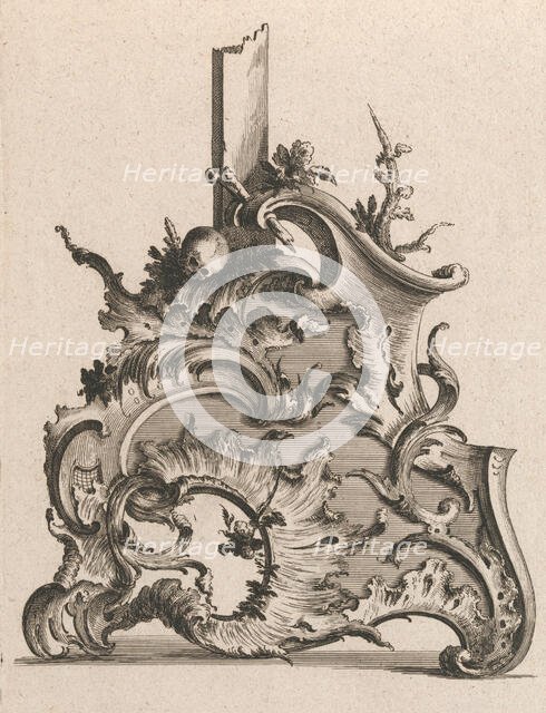 Design for the Base of a Crucifix, Plate 2 from: 'Neü inventierte Crucifix=..., Printed ca. 1750-56. Creator: Jacob Gottlieb Thelot.