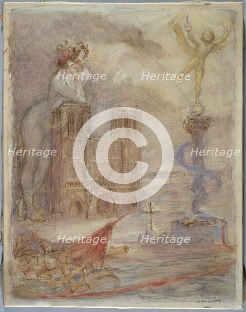 Notre Dame of Paris, 1904. Creator: Adolphe Willette.