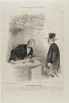 A Pharmacy for Every Need (plate 24), 1843. Creator: Charles Emile Jacque.
