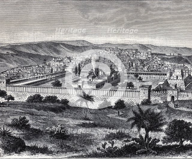 Reproduction of the Temple of Solomon in Jerusalem in the time of Jesus Christ, copy of an engrav…