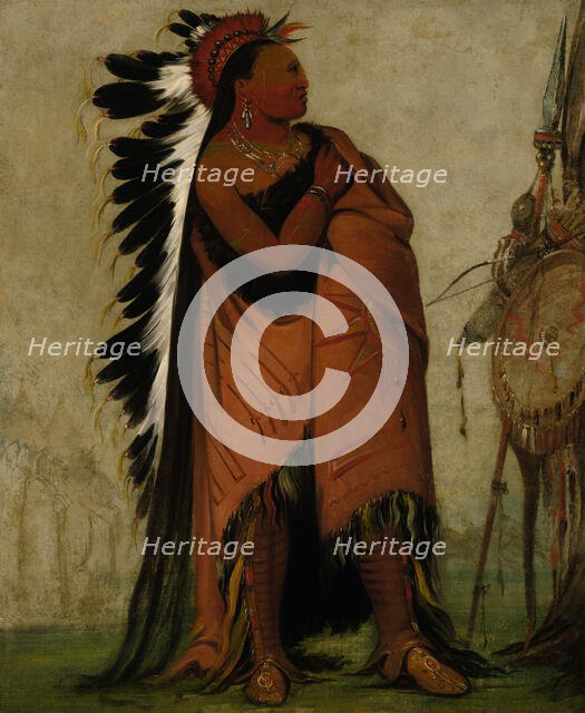 Eé-hee-a-duck-cée-a, He Who Ties His Hair Before, 1832. Creator: George Catlin.