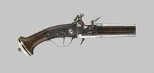 Double-Barrel Revolving Flintlock Pocket Pistol, France, c. 1650/60. Creator: Henri Suber.