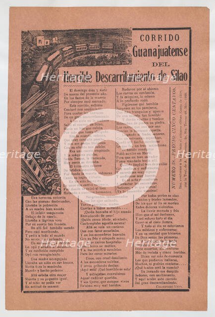 Broadsheet relating to a train accident in Silao and the many fataliti..., 1920 (published). Creator: José Guadalupe Posada.