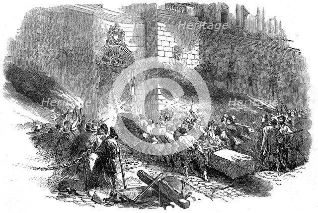 The crowd storming the Arsenal in Berlin, Revolution in Prussia, March 1848. Artist: Unknown