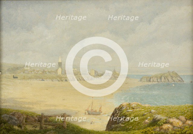'Tenby, the beach', 1870-1927. Artist: Isambard Owen