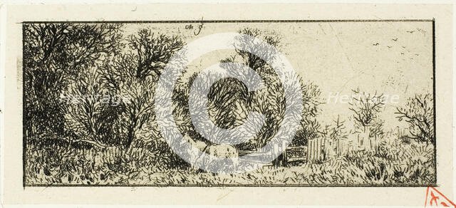 Two Horses in a Wood, 1845. Creator: Charles Emile Jacque.