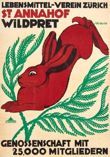 Food Association Zurich St. Annahof Wildpret, 1914. Creator: Oesch, Albert Sebastian (1893-1920).