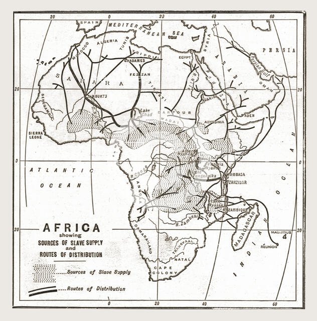 ''Africa showing souces of Slave Supply', 1888. Creator: Unknown.
