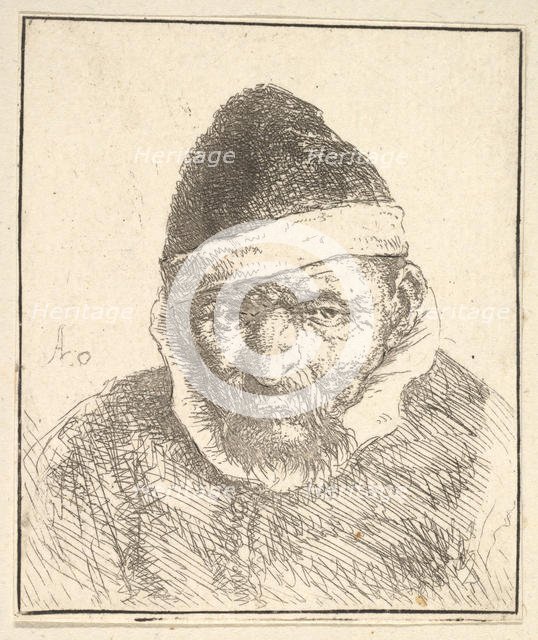 Old Man with White Collar and Pointed Hat, 1610-85. Creator: Adriaen van Ostade.