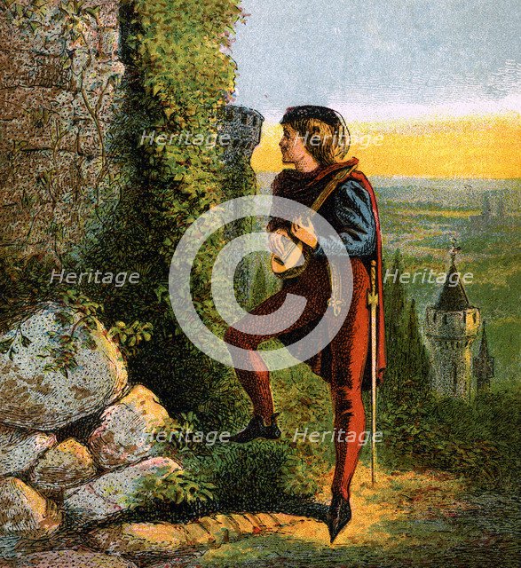 'Blondel At Richard's Prison', 12th century, (c1850). Artist: Unknown