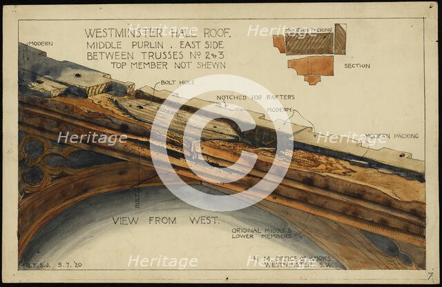 Palace of Westminster, Westminster Hall, Parliament Square, Westminster, London, 1916 - 1920. Creator: Office of Works.