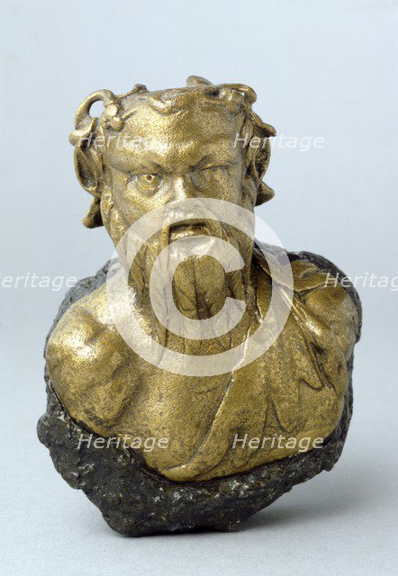 Roman steelyard weight in the form of a bearded satyr, found at Richborough Castle, Kent. Artist: Unknown.