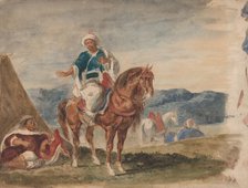Three Arab Horsemen at an Encampment, 1832-37. Creator: Eugene Delacroix.