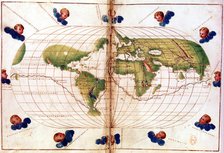 Map of Magellan's round the world voyage, 1519-1521. Artist: Unknown