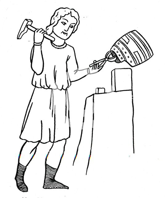 'German Helmsmith at Work', c1515. Artist: Hans Burgkmair, the Elder.