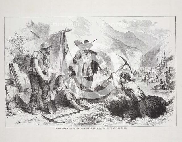 California gold diggers, a scene from actual life at the mines. Creator: Andrew, John (1815-1875).
