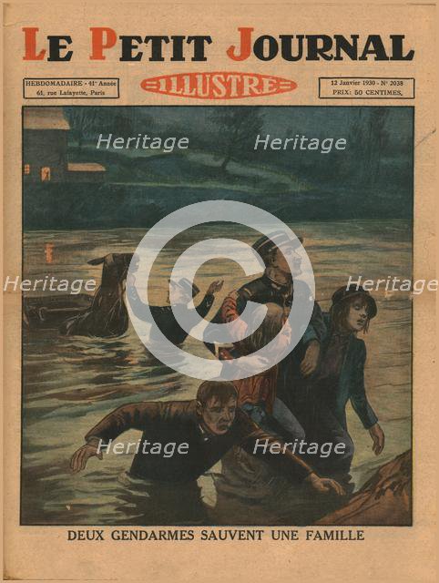 Two policemen save a family, 1930. Creator: Unknown.